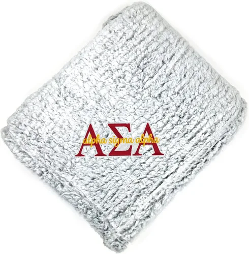 Miniatura 13 de Go Greek Chic Alpha Chi Omega - Manta de sherpa bordada (azul marino)