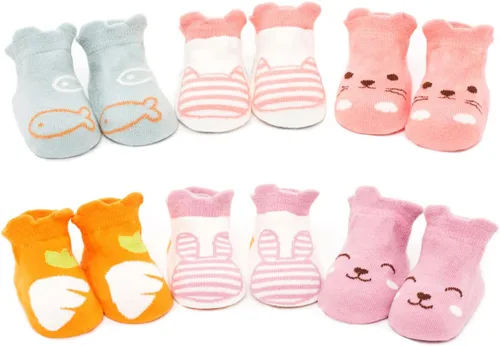 Kisgyst 6 pares de calcetines de algodón antideslizantes para bebé, con suela antideslizante para recién nacido, niño y niña
