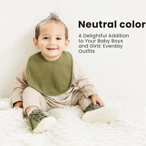 Miniatura 7 de Konssy Baberos de Muselina para Bebé Paquete de 8 Baberos Bandana para Babear de Algodón para Niños y Niñas Unisex, Conjunto Suave y Absorbente