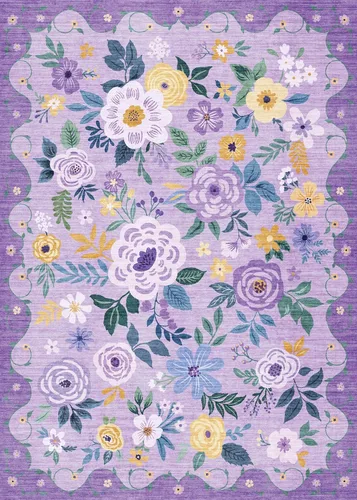Miniatura 174 de DUKINO Alfombra de área de 6 x 9 pies, alfombra floral para sala de estar, ligera, antideslizante, lavable, alfombra de interior de pelo bajo