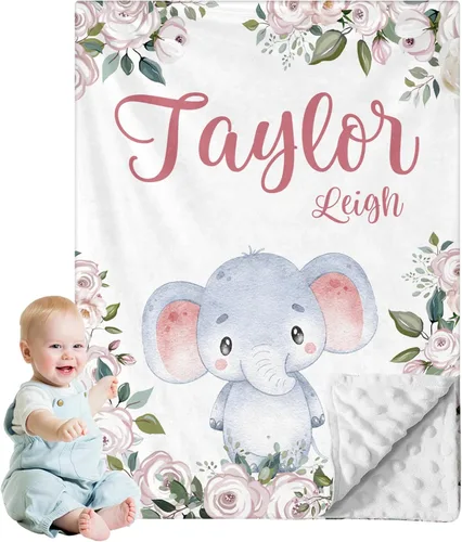 Miniatura 11 de Manta de bebé personalizada para niños, nombre personalizado con diseños de ratón, franela suave con respaldo de puntos de doble capa, manta 19 Ratón