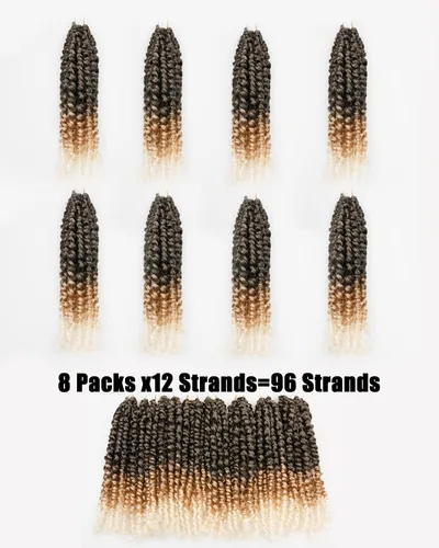 Miniatura 4 de 10 Pulgadas 8 Paquetes Cabello Corto Passion Twist de Crochet para Mujeres Negras y Niños - 3 Tonos Ombre de Gris a Rubio a Blanco, Extensión