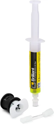 Miniatura 2 de ERRECOM Brillante - 0.2 fl oz (7.5 ml), Tinta UV Fluorescente para Detectar Fugas de Gas Refrigerante en Sistemas de A/C de Vehículos, Incluye