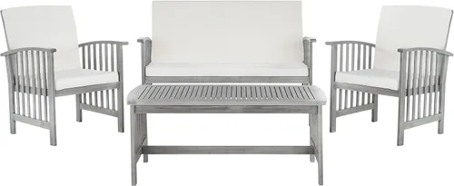 Miniatura 15 de Safavieh - Rocklin - Juego de 4 piezas para patio y exteriores (almohadas incluidas), colores gris y beige PAT7007H Gris/Beige/Rayas