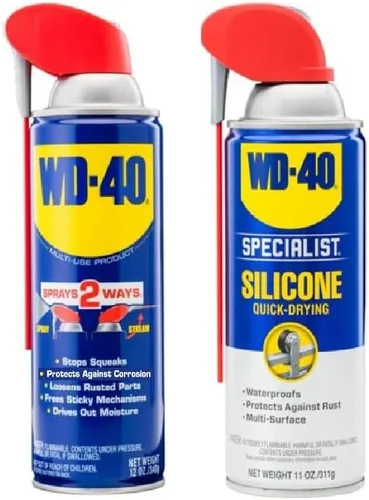WD-40 - Paquete combinado de lubricante de silicona multiuso y especialista, aerosoles inteligentes de paja de 2 maneras, fórmula original de 12