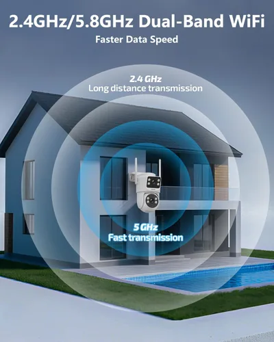 Miniatura 7 de Sistema de cámara de seguridad inalámbrica de doble lente de 4 MP, NVR WiFi de 16 canales con 2 cámaras, 4 antenas un 55% más de alcance, fijo +