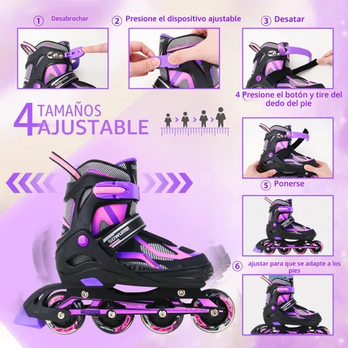Miniatura 2 de Patines en línea ajustables para niñas y niños, patines con todas las ruedas iluminadas, patines para mujer para niños y adultos, hombres, mujeres