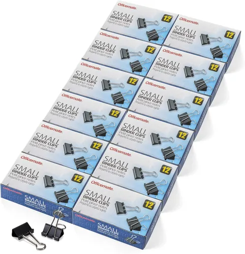Miniatura 6 de Officemate Clips medianos para carpeta, color negro, 12 unidades (paquete de 12) y clips de papel Officemate Premium #1, 1000 clips de papel y clips