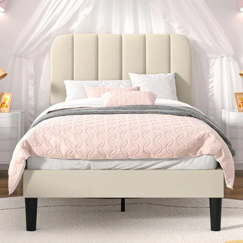 Miniatura 46 de VECELO Marco de Cama Tapizada Tamaño Full con 4 Cajones y Cabecero, Marco de Cama Plataforma de Almacenamiento de Terciopelo, Soporte de Listones