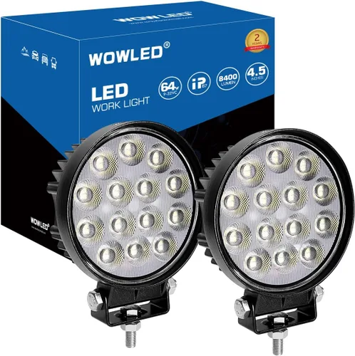 Miniatura 11 de Luces LED ámbar y blanco de alta gama, paquete de 2 módulos de luz cuadrados de 4.5 pulgadas con arnés de cableado, 3 modos de inundación puntual