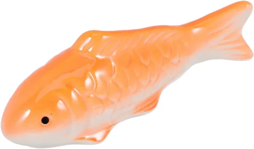 Toddmomy Adorno de pez flotante de cerámica para decoración de acuario, pequeña figura de pez Koi azul, 3.85 x 1.41 x 1.25 pulgadas, acento