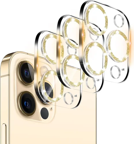 Miniatura 13 de Paquete de 3. Protector de lente de cámara Dengduoduo para iPhone 11 y iPhone 12 Mini, Glitter Bling Sparkle Ultra HD, vidrio templado, dureza 9H