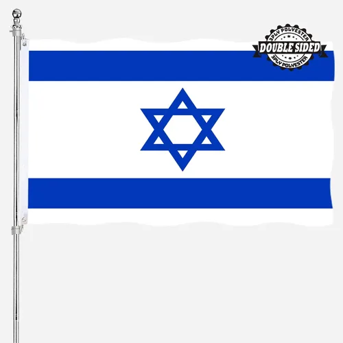 Bandera israelí de 3 x 5 pulgadas, bandera israelí de doble cara para exteriores, resistente, material de poliéster de 3 capas con 2 ojales de