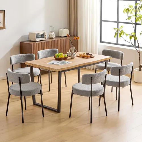 Miniatura 24 de Furniliving Juego de 2 sillas de comedor de madera de roble, silla de cocina tapizada de tela de lino moderna de mediados de siglo, sillas de Beige
