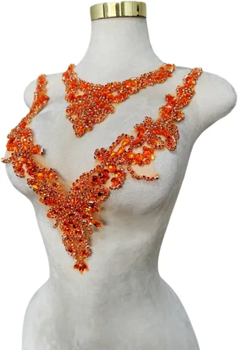 Miniatura 7 de Accesorios de apliques de encaje de diamantes de imitación hechos a mano puros cuentas de costura a mano piedras parches para vestido de novia