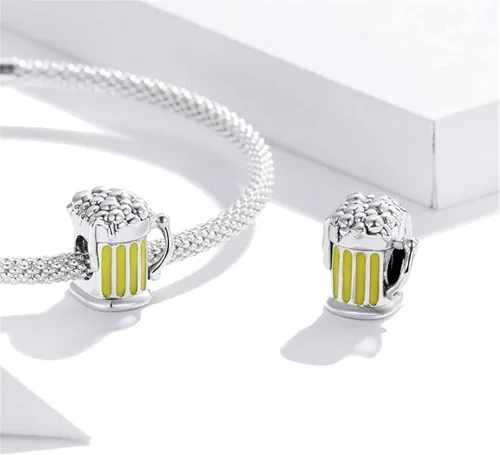 Miniatura 2 de BISAER Abalorio de plata de ley 925 con cuentas de cristal azul Hamsa para pulsera Pandora
