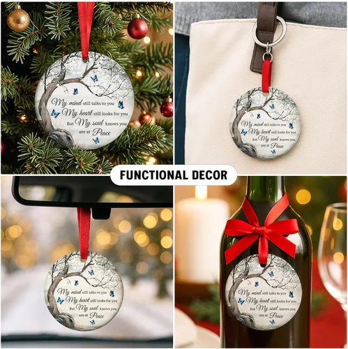 Miniatura 4 de Adornos de Navidad 2025, My Mind Still Talks to You, adorno de mariposa, recuerdo en memoria de regalos queridos pérdida de padre, marido, regalo