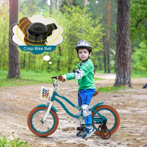 Miniatura 8 de BABY JOY Kids Bike, 12 14 16 18 20 Inch Boys Girls Bike w/Adjustable Seat, Removable Basket, Handbrake & Coaster Brake, Training Wheels or Turquesa