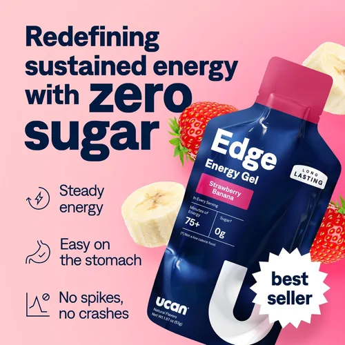 Miniatura 2 de UCAN Edge Energy Gel Shots, Plátano y Fresa (12 Paquetes de 2 Onzas) para Correr, Entrenamiento, Ejercicios, Fitness, Ciclismo, Crossfit Energía