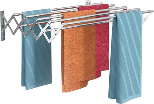 Extendable Stainless Steel Clothes Drying Racks, Wall Mounted Laundry Drying Rack, Space-Saver Stainless Steel Accordion Retractable Drying Rack,
