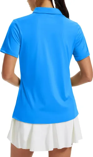 Miniatura 2 de TACVASEN Camisas polo para mujer, con protección solar UPF 50+, manga corta, secado rápido, cuello de 3 botones, ligeras