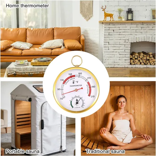 Miniatura 7 de Termómetro de sauna, termómetro 2 en 1 Fahrenheit e higrómetro, medidor de temperatura colgante, monitor de humedad de temperatura con cordón