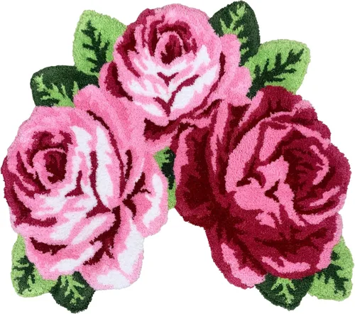 Miniatura 3 de Alfombras de baño de rosas rojas, alfombras de inodoro en forma de U, lavables, gruesas, suaves, antideslizantes, alfombras de área de flores Rojo