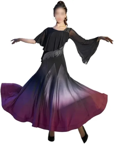 JKUYWX - Vestido de baile de salón de baile para adultos, disfraz de fiesta de baile de tango degradado, traje de baile Foxtrot (color D, talla