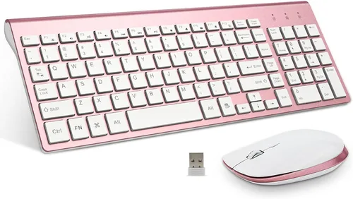 Miniatura 9 de FENIFOX Teclado y mouse inalámbricos, USB 2.4 GHz, silencioso, silencioso, perfil bajo, compacto, tamaño completo, plano, delgado, portátil
