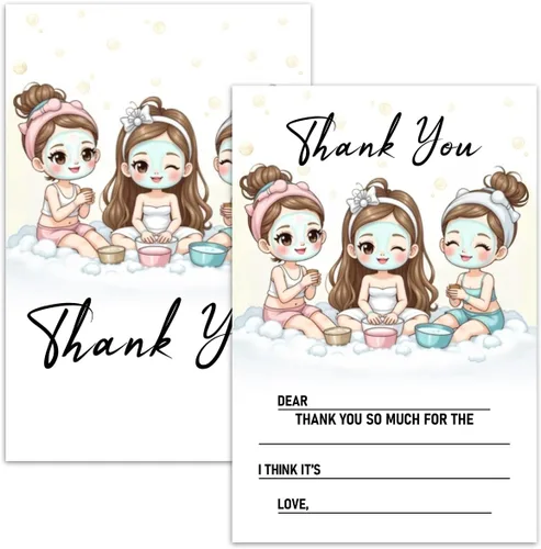 Miniatura 13 de Tarjetas de agradecimiento en blanco para decoración de fiestas de cumpleaños, notas de agradecimiento para niños o niñas, 20 tarjetas con 20 sobres
