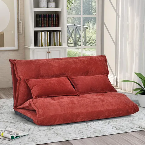 Miniatura 21 de Quarte Moderna silla tapizada de ocio, silla giratoria de tela de peluche con ruedas móviles y 3 almohadas, perfecta para sala de estar y dormitorio