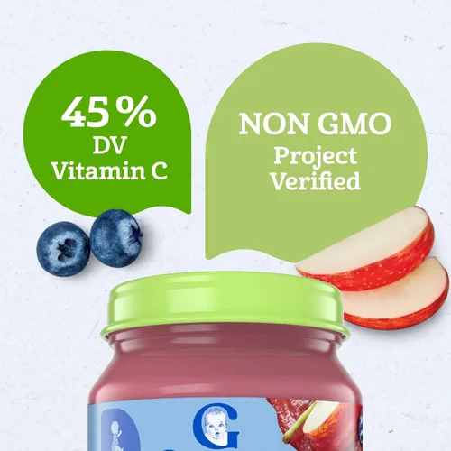 Miniatura 7 de Gerber Alimento para bebés etapa 2, tarro orgánico de arándanos salvajes de manzana, puré de frutas, vitamina C, sin OMG, fruta de alimentos