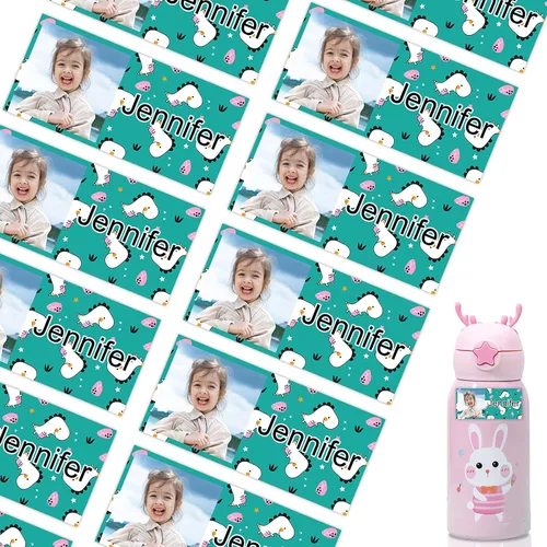 Miniatura 13 de 78 etiquetas personalizadas para niños con fotos impermeables, etiquetas de nombre personalizadas para suministros escolares, guardería, botellas