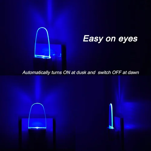 Miniatura 4 de Paquete de 4 lámparas de luz nocturna con sensor de atardecer a amanecer, enchufable, luz nocturna LED azul