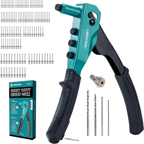 Kit de pistola remachadora Libraton, pistola de remache pop, herramienta de remache de servicio pesado, remachadora manual profesional, herramienta