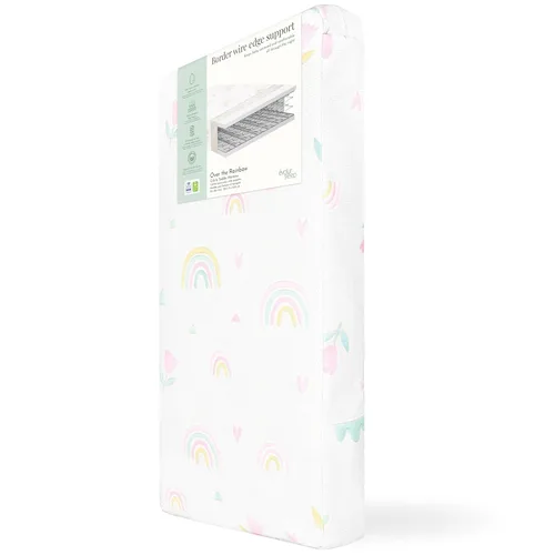 Dream On Me Over The Rainbow - Colchón para cuna y niño pequeño, certificado Greenguard Gold y BSA, con funda extraíble resistente al agua con