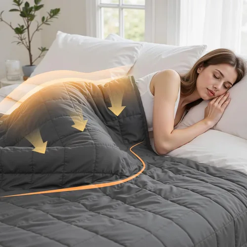 Miniatura 5 de Gkyet Manta con peso para adultos (48 x 72 pulgadas, 10 libras, gris) Manta pesada de enfriamiento suave para dormir, manta transpirable con cuentas