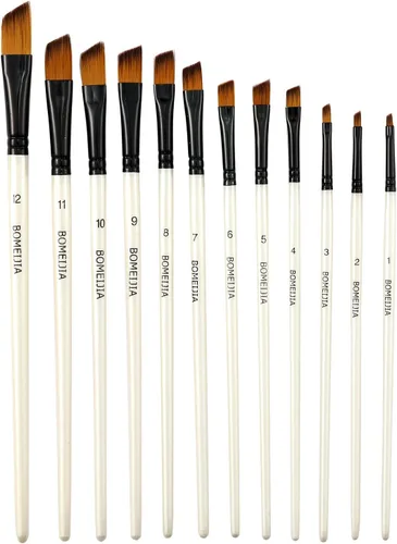 Miniatura 6 de GETHPEN Pinceles angulares de nailon para acuarelas en ángulo, juego de pinceles para acuarelas acrílicas, tintas de gouache, óleo y témpera