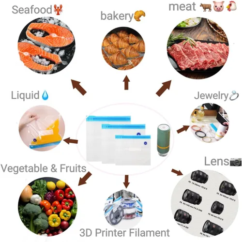 Miniatura 2 de Sous Vide - Bolsas reutilizables sin BPA con sellado al vacío para almacenamiento de alimentos, congelación, bolsa de almacenamiento al vacío