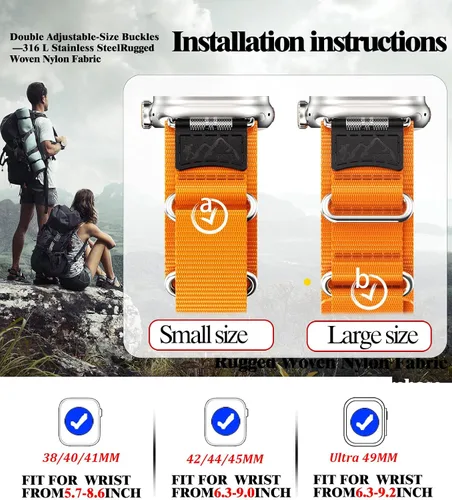 Miniatura 4 de Correa deportiva de nailon compatible con Apple Watch Band Ultra (1.732 pulgadas) Series 7/8 (1.772 pulgadas/1.614 pulgadas), Series 6/5/4/SE