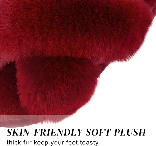 Miniatura 2 de Parlovable Women's Cross Band Slippers Fuzzy Soft House Slippers Plush Furry Warm Cozy Open Toe Fluffy Home Shoes Comfy Indoor Outdoor Slip On