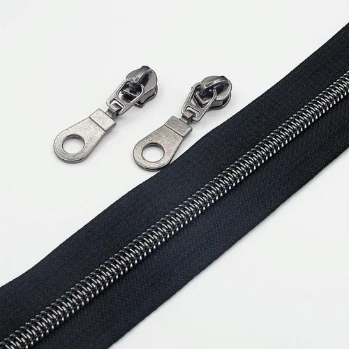 Miniatura 4 de The Yard - Cremalleras de dientes de nailon metálico de níquel negro #5 por yardas, cinta de cremallera de 10 yardas con 25 deslizadores de níquel