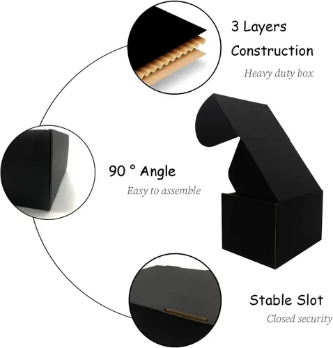 Miniatura 5 de Paquete de 24 Cajas de Envío de 6x5x4 Pulgadas, Cajas de Cartón Corrugado Negro de 3 Capas, Cajas de Correo para Embalaje de Pequeñas Empresas