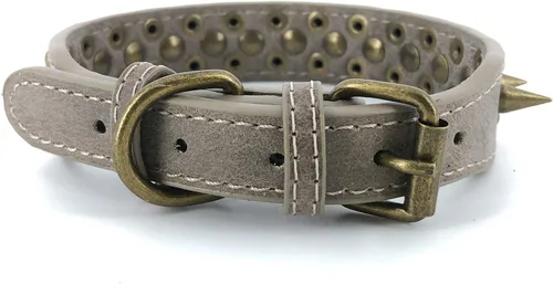 Miniatura 2 de Collar de perro con pinchos, de piel sintética, antimordeduras, collar gótico punk ajustable y resistente para perros pequeños, medianos y grandes