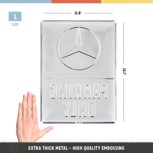 Miniatura 2 de Nostalgic-Art Cartel de hojalata retro – Mercedes-Benz – Solo aparcamiento – Idea de regalo para accesorios de coche, placa de metal, diseño vintage