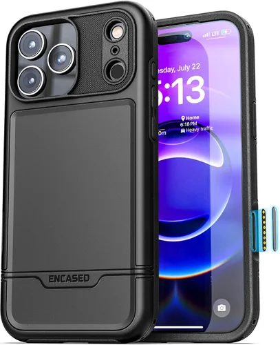 Miniatura 12 de ENCASED Funda a prueba de golpes compatible con iPhone 14, funda ultra protectora resistente para teléfono, serie Rebel (negro)