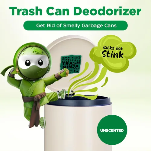 Miniatura 2 de Trash Ninja - Desodorizador y eliminador de olores (paquete de 2) para botes de basura de interiores de hasta 10 galones, fabricado con carbón