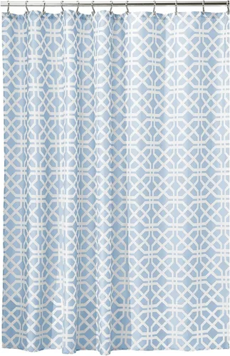 Miniatura 10 de mDesign - Cortina de ducha de tela de fácil cuidado con ojales reforzados, para duchas y bañeras, lavable a máquina, diseño de zigzag, 72” x 72