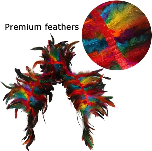 Miniatura 6 de Arnés de plumas para mujer, chal punk, victoriano, real, natural, de plumas, chal de carnaval, disfraz de baile gótico