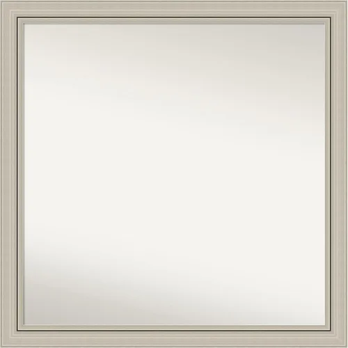 Miniatura 407 de Amanti Art Espejo de baño plateado para sobre fregadero, 23 x 23 pulgadas, espejo cuadrado plateado en ángulo, marco de madera moderno medio, se
